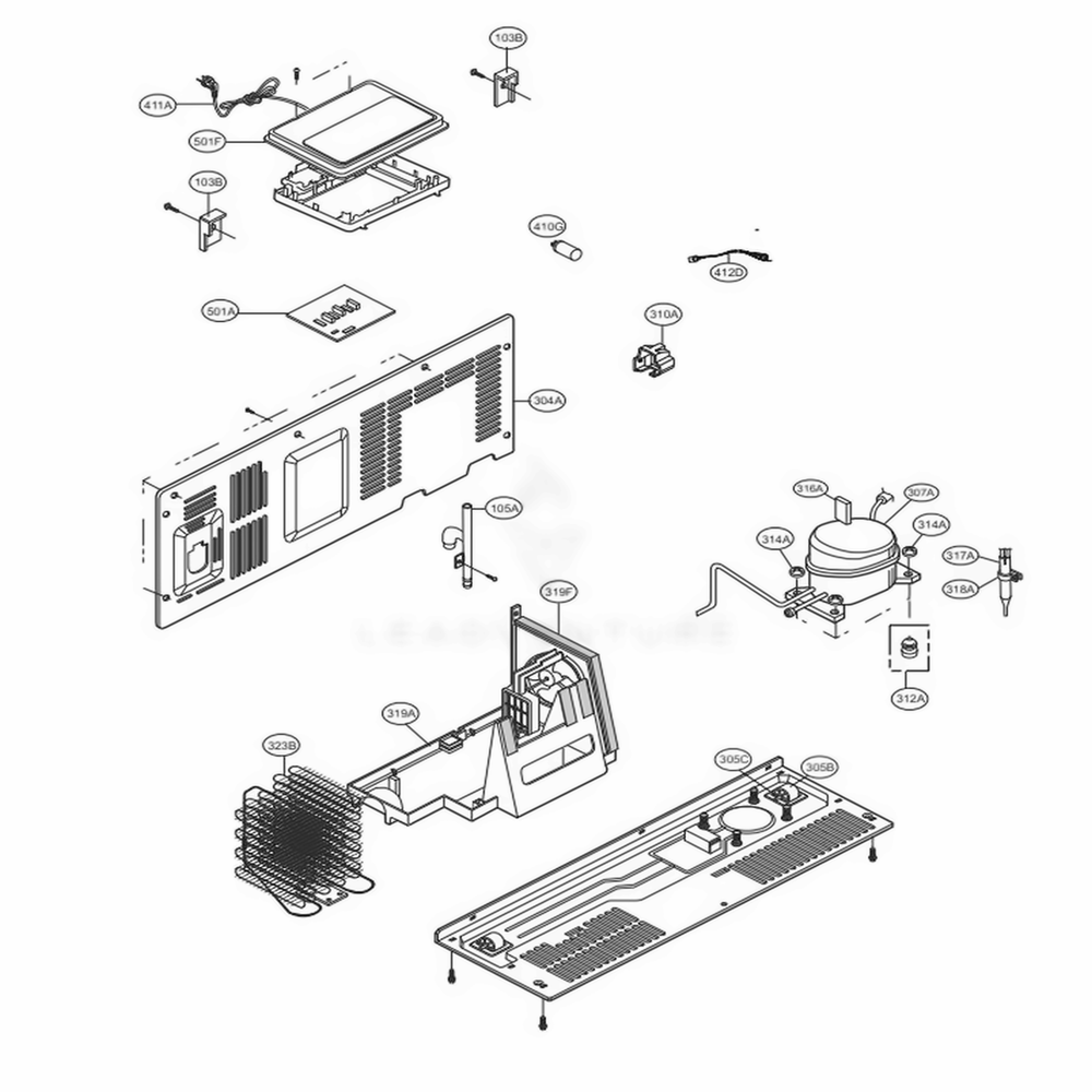 Machine Compartment Diagram and Parts List for 51833 ASTCSE5 LG Refrigerator