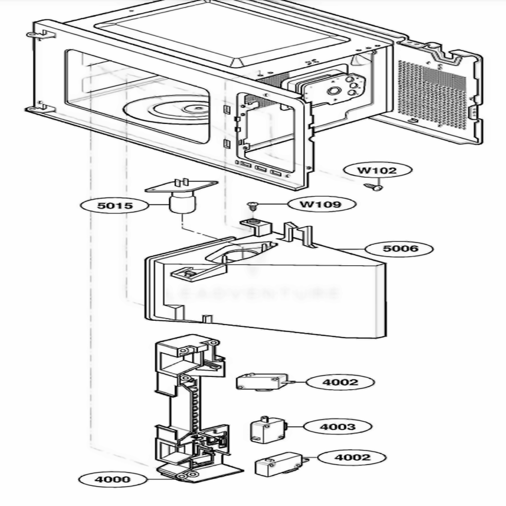 Latch Board Parts Diagram and Parts List for EM204630 CBVEBSG LG Range