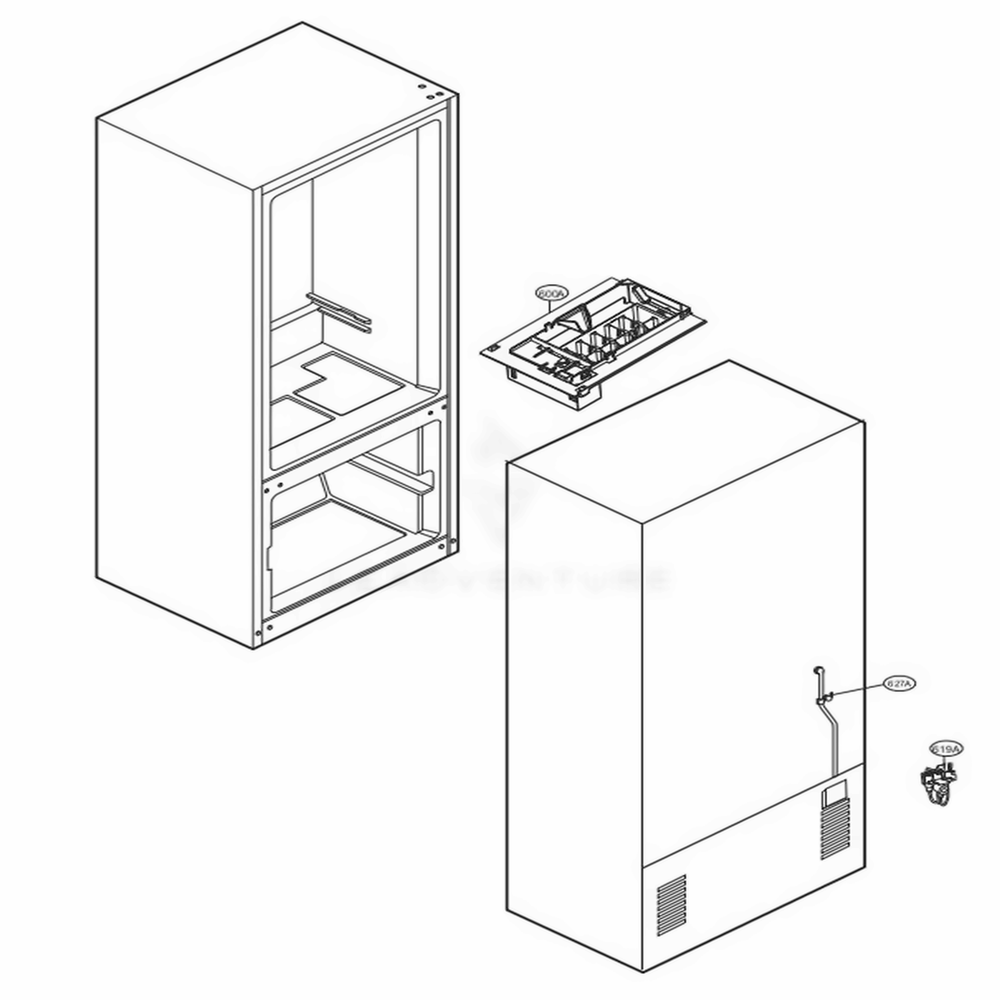 Icemaker Parts Diagram and Parts List for LFC24770SW ASWCNA1 LG Refrigerator