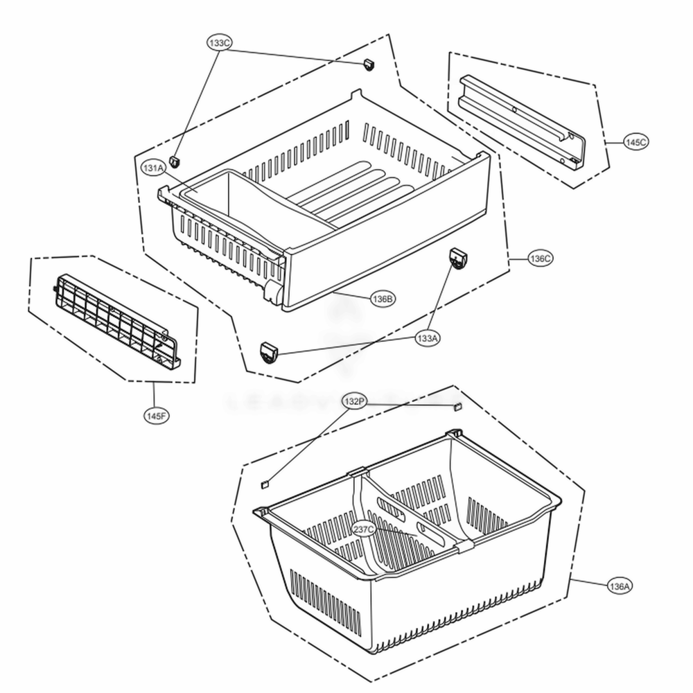 Freezer Parts Diagram and Parts List for 73109 AWBCSE0 LG Refrigerator