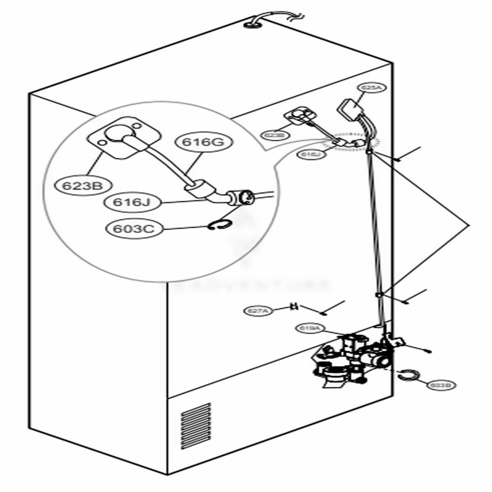 Valve And Water Tube Parts Diagram and Parts List for 74043 ASTCSE1 LG Refrigerator