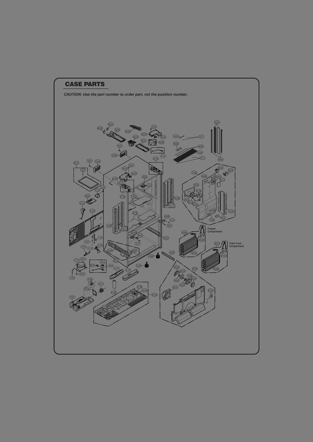 Case Parts Diagram and Parts List for GR-J338HSTP ASTCSE1 LG Refrigerator