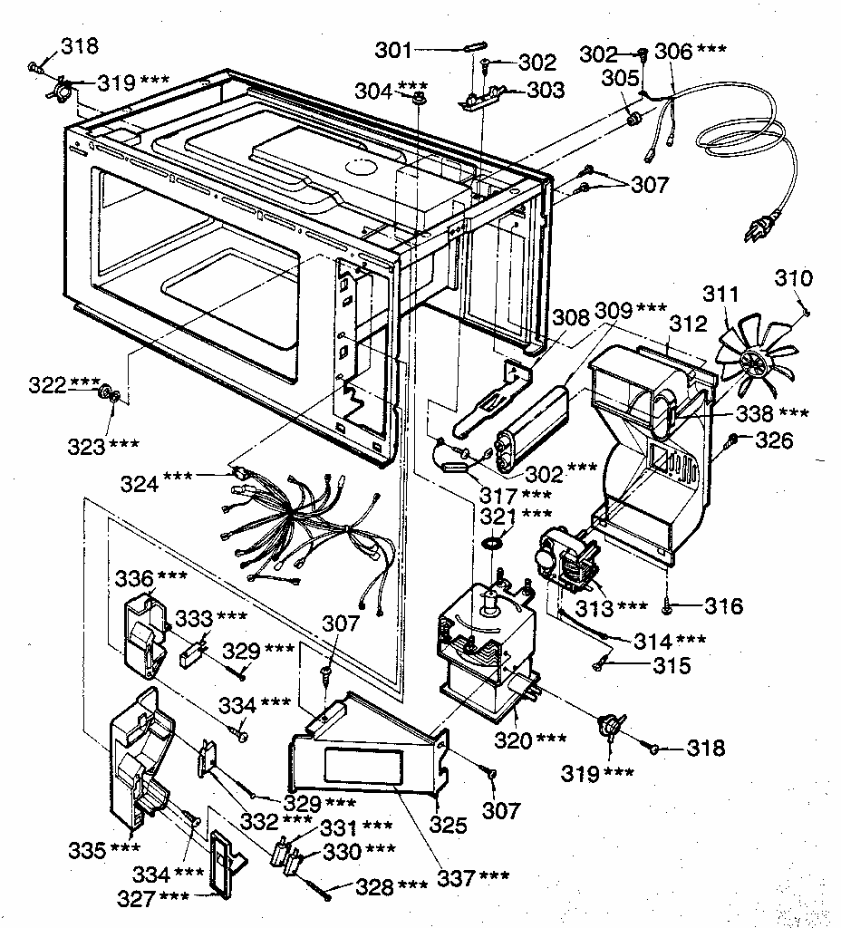 Switches And Microwave Diagram and Parts List for 7218822880  Kenmore Microwave