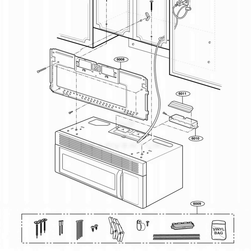 Installation Parts Diagram and Parts List for JVM1542WF AW1EGEU LG Wall Oven