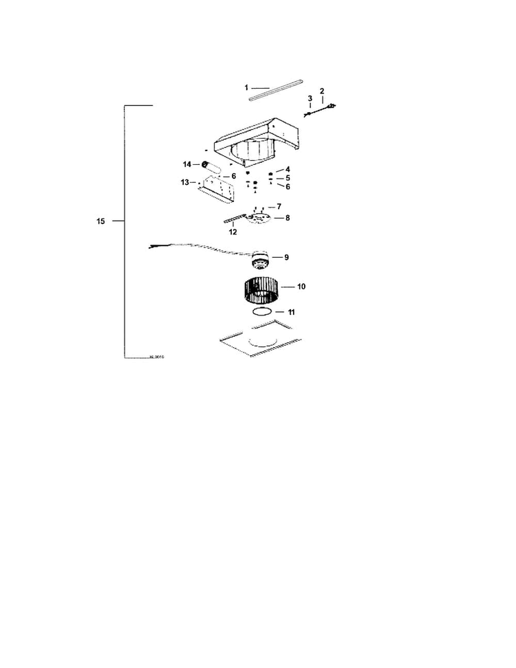 Single Blower Diagram and Parts List for 23357839890  Kenmore Range Hood