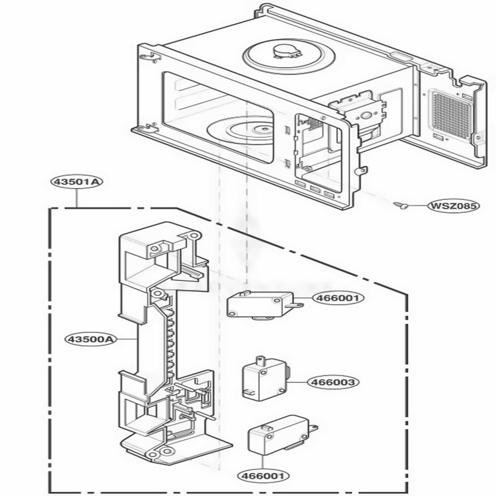 Latch Board Parts Diagram and Parts List for JE1860CH AG4EGEU LG Wall Oven