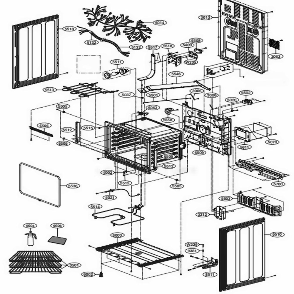 Lower Cavtiy Parts Diagram and Parts List for LDE3031ST FSTLLGA LG Range