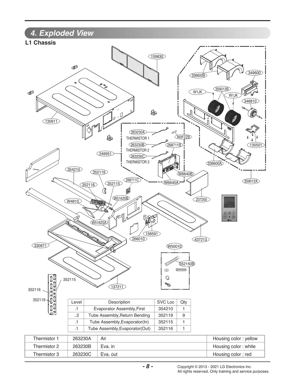 Diagram 1 Diagram and Parts List for LMDN096HV EWHBEUS LG Air Conditioner