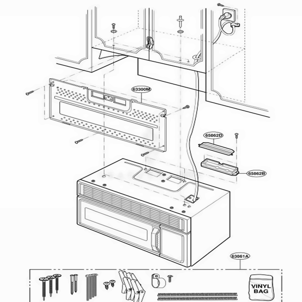 Installation Parts Diagram and Parts List for MV1140T WHEGSC LG Range