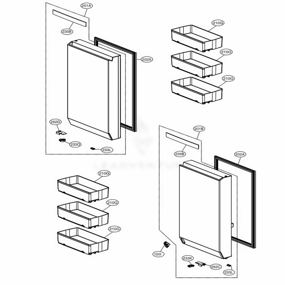 F-Room Door Part Diagram and Parts List for LUPXS3186N AGRCNA0 LG Refrigerator