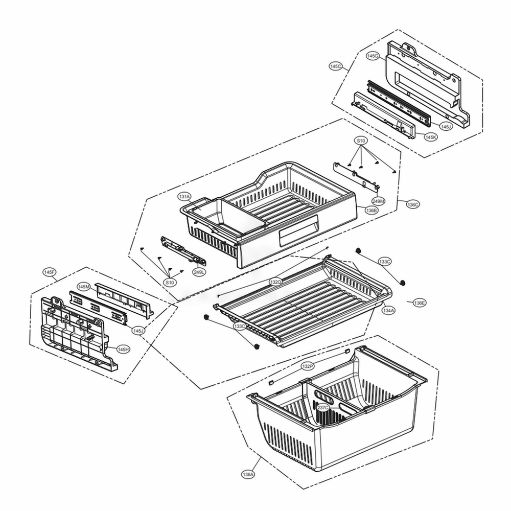 Freezer Parts Diagram and Parts List for 74305 ASTCSE0 LG Refrigerator