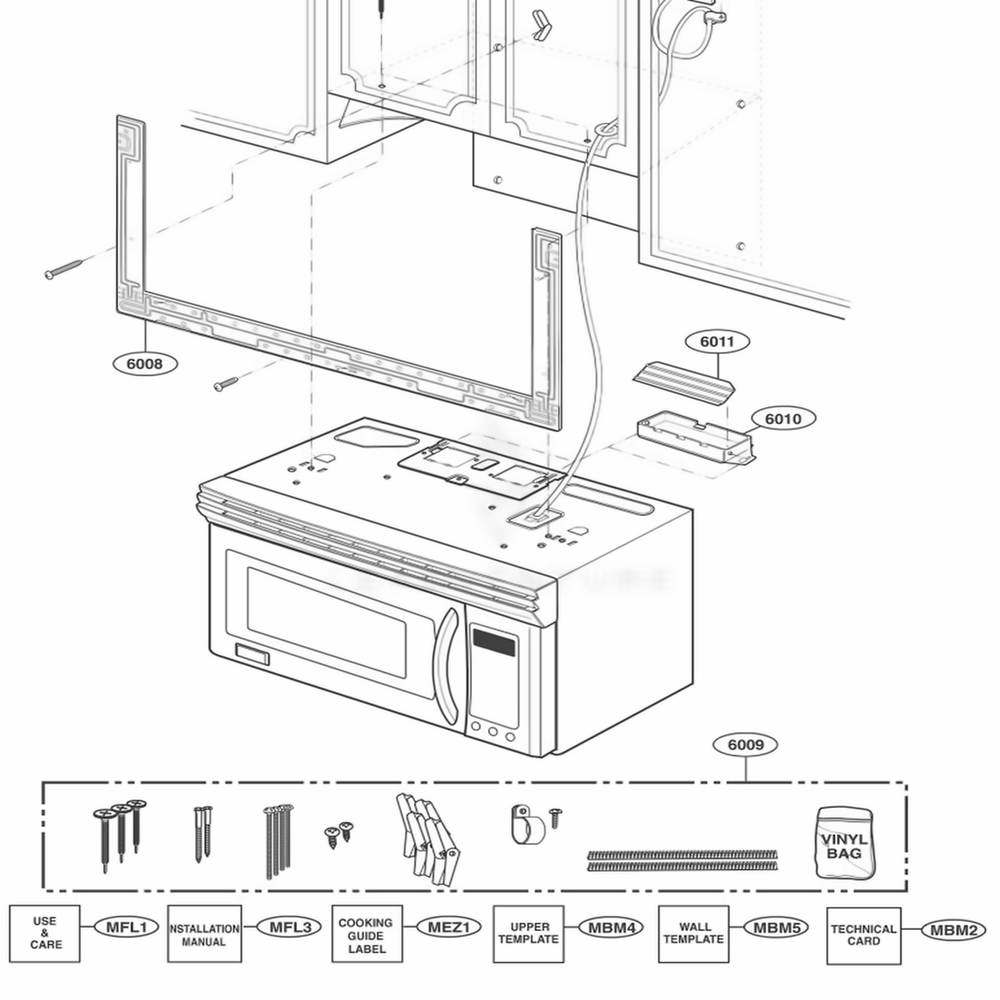 Installation Parts Diagram and Parts List for 80824 AB6ESEA LG Range