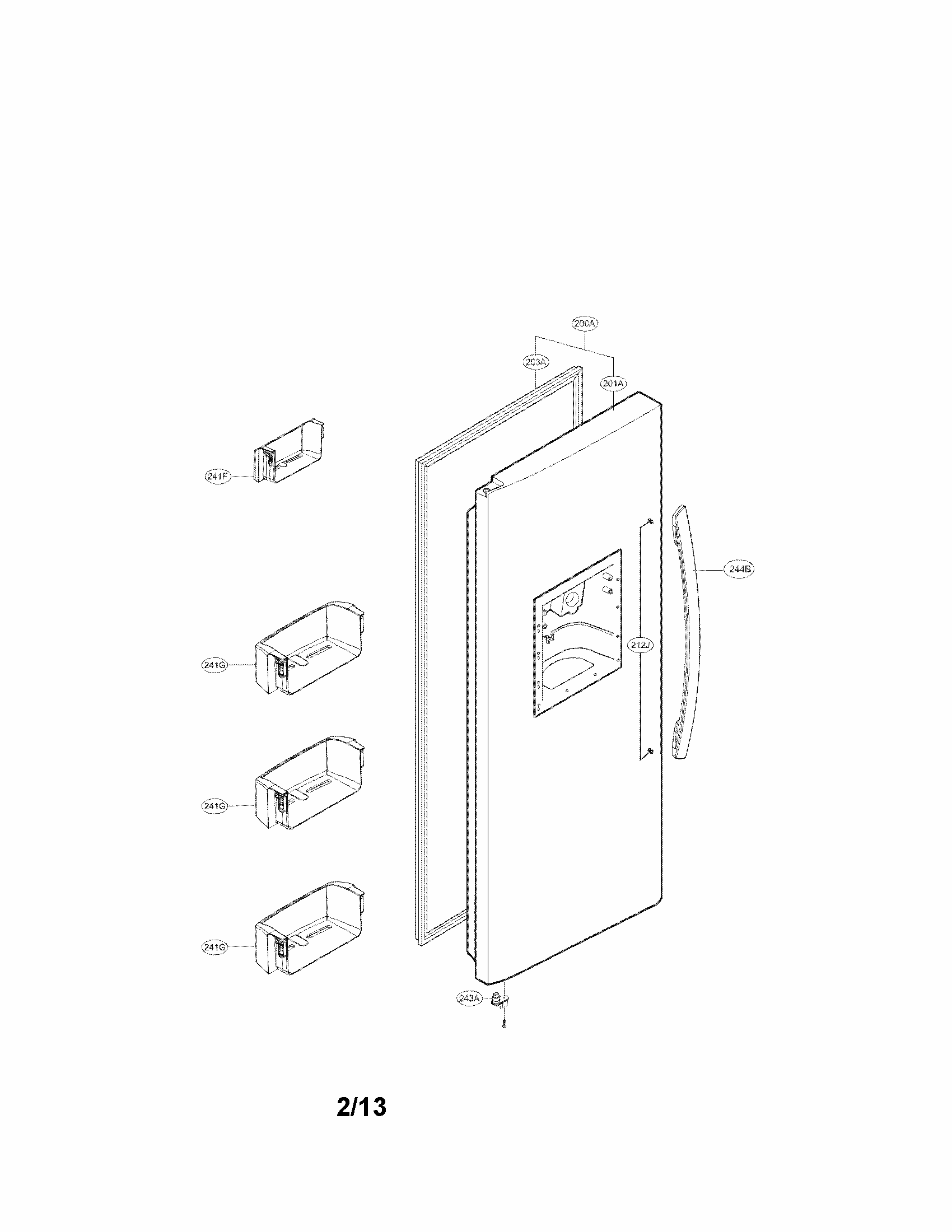 Freezer Door Parts Diagram and Parts List for 79551313014  Kenmore Refrigerator