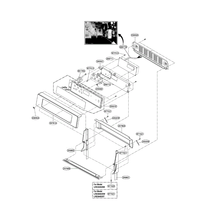 Controller Diagram and Parts List for LRE30453SW 00 LG Range