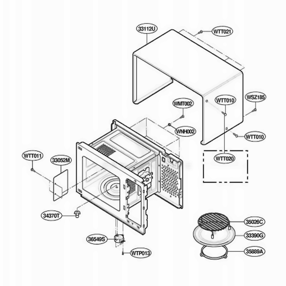 Oven Cavity Parts Diagram and Parts List for JE1590CC ABSEGEU LG Range