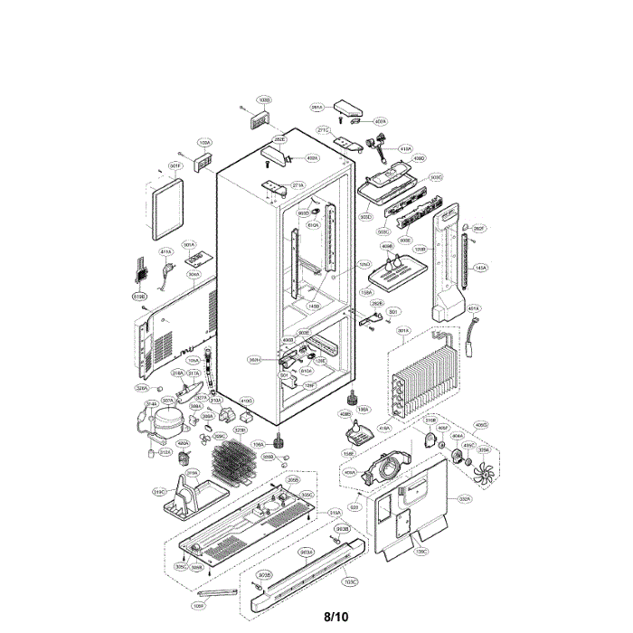 Case Diagram and Parts List for LFC22740TT  LG Refrigerator