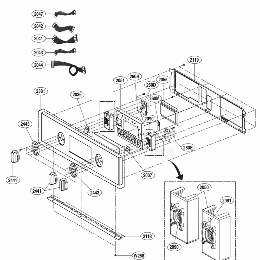 Controller Parts Diagram and Parts List for LSWS309BD ABDLSTD LG Range