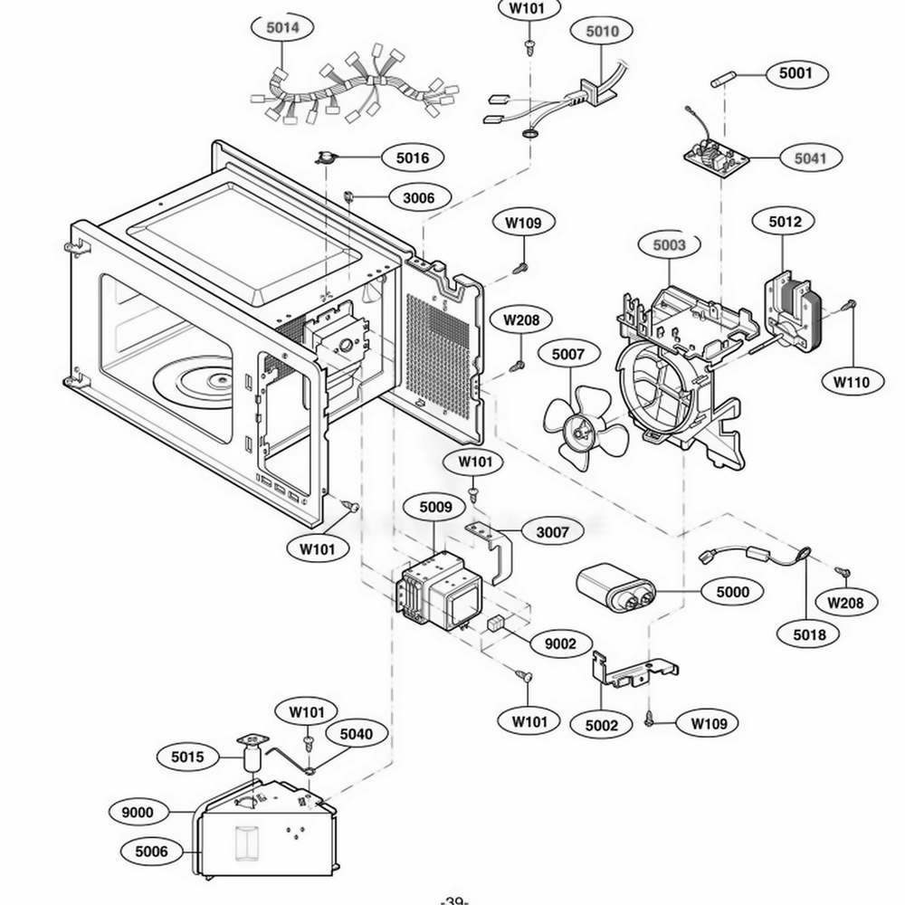 Interior Parts 2 Diagram and Parts List for 62252 KWHESEA LG Wall Oven