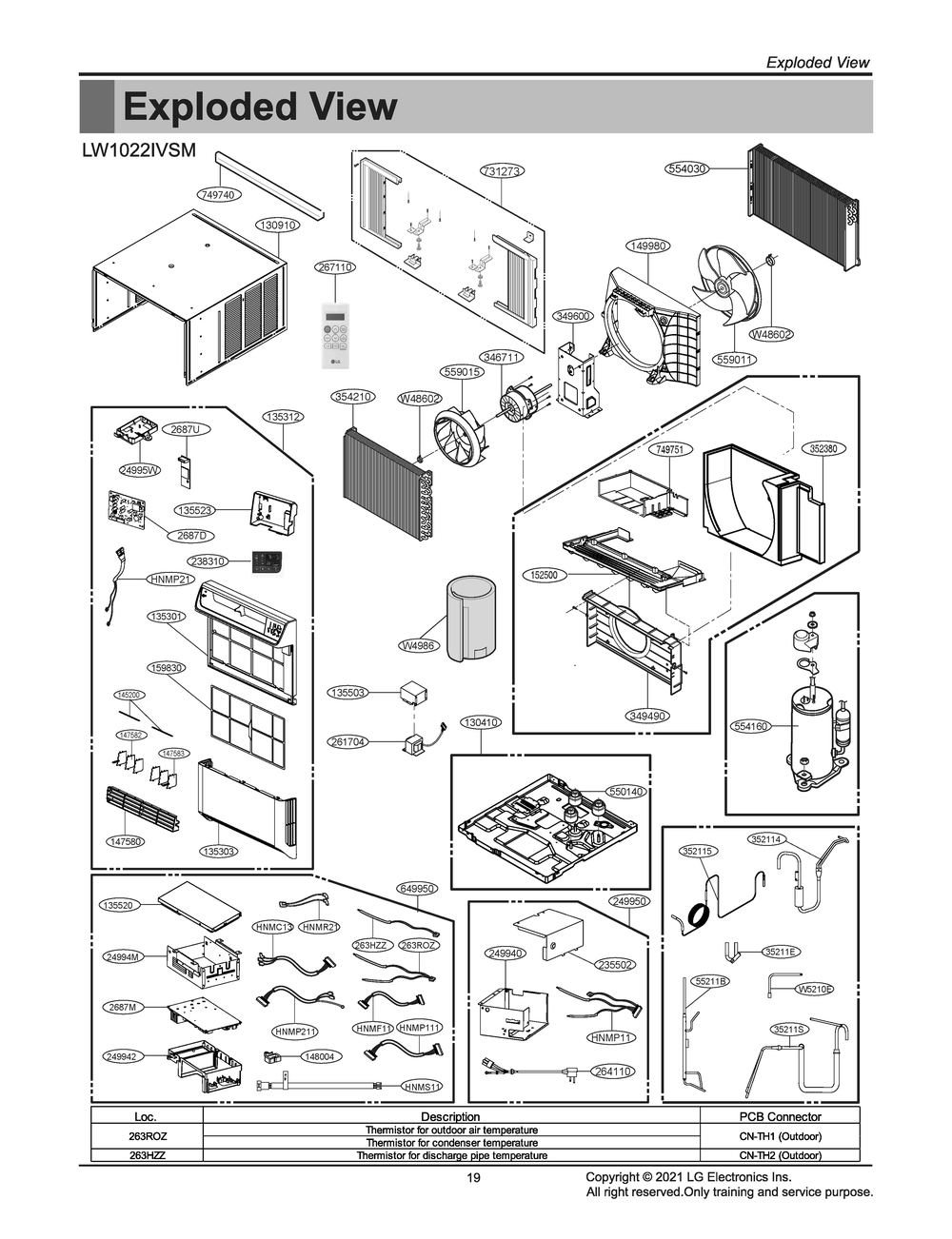 Diagram 1 Diagram and Parts List for LW1022IVSM AT1AUSL LG Air Conditioner