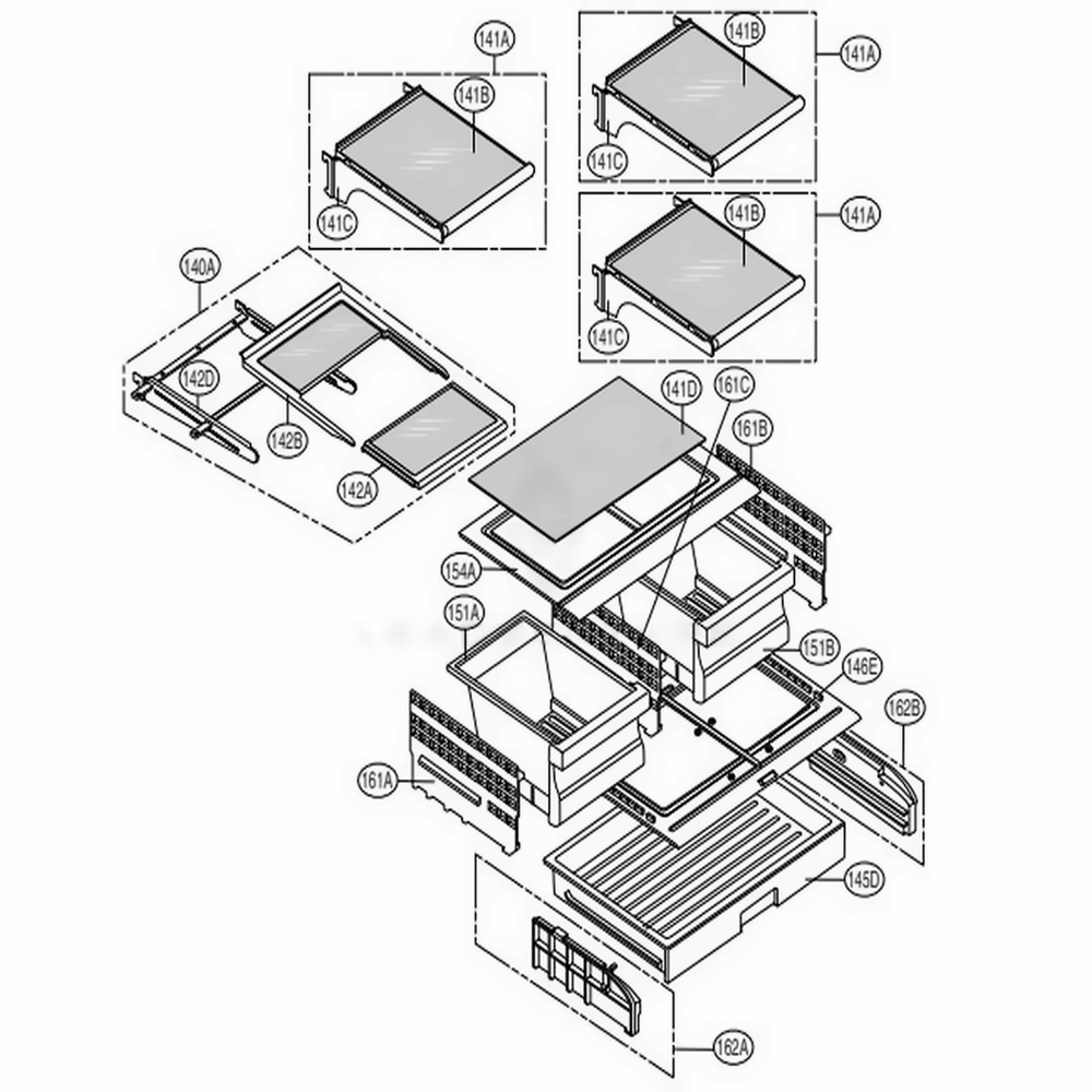 Refrigerator Parts Diagram and Parts List for 71083 AST6SER LG Refrigerator