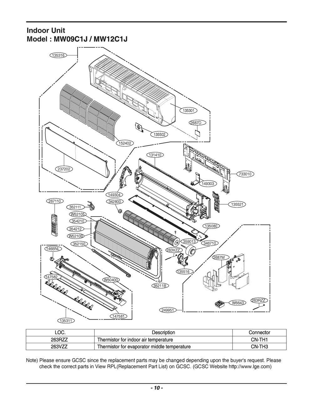 Indoor Unit Diagram and Parts List for USNQ091B4B0 AWHBFRD LG Refrigerator