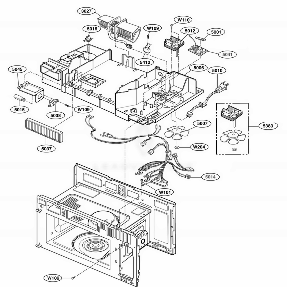 Interior Parts 3 Diagram and Parts List for AMV4204AAW AW1EAMA LG Range