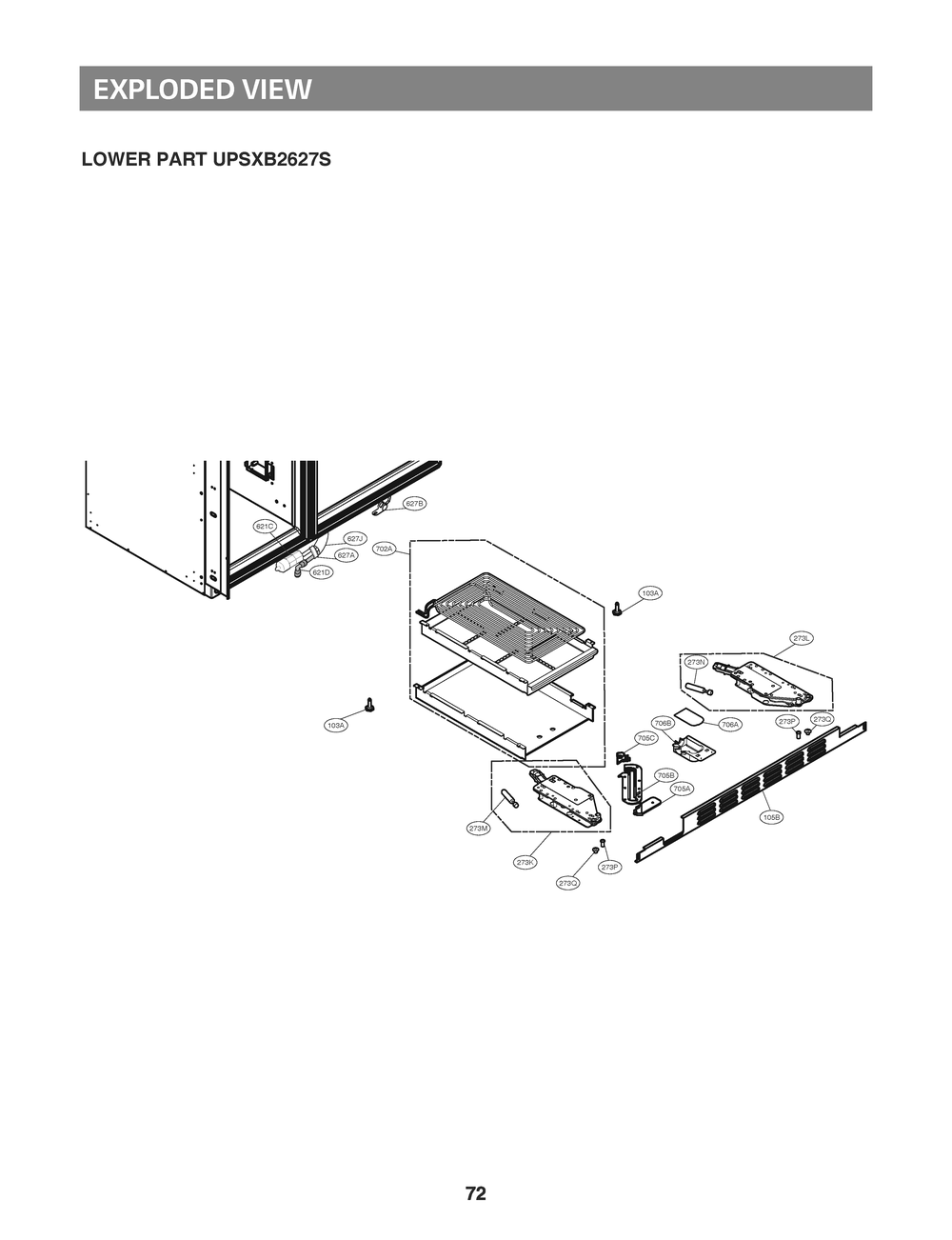 Lower Part Upsxb2627s Diagram and Parts List for GR-L276DSDM ASTCNA0 LG Refrigerator