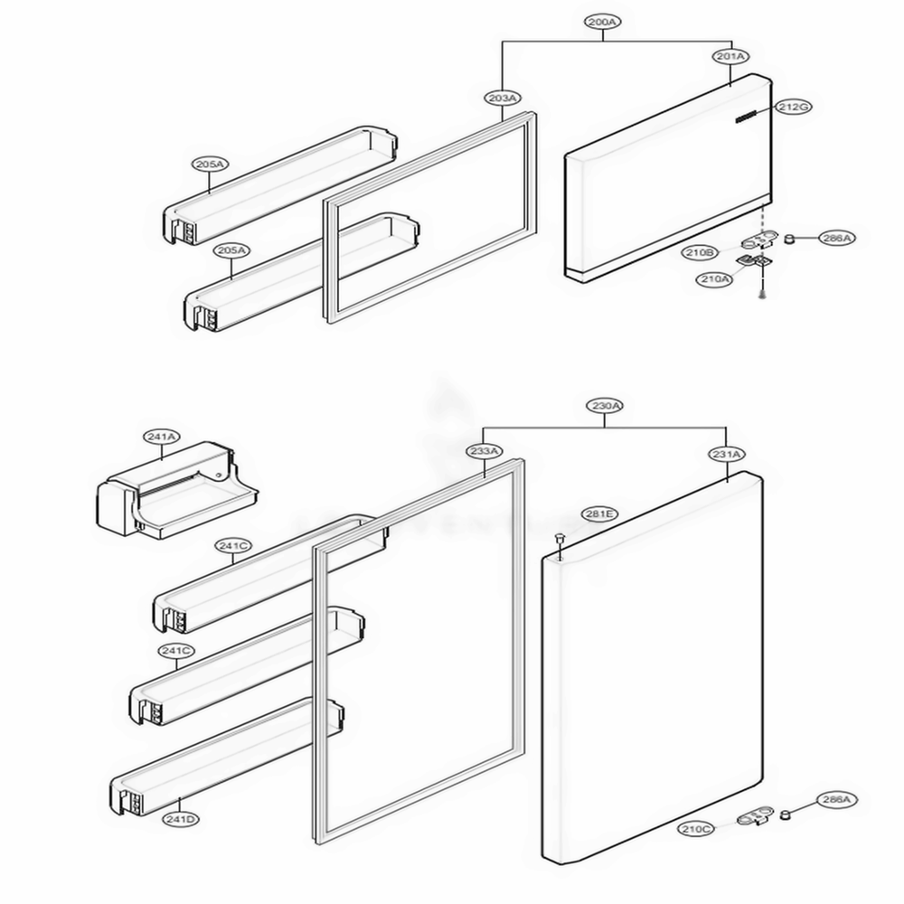 Door Parts Diagram and Parts List for LTCS20220S ASTCNA5 LG Refrigerator
