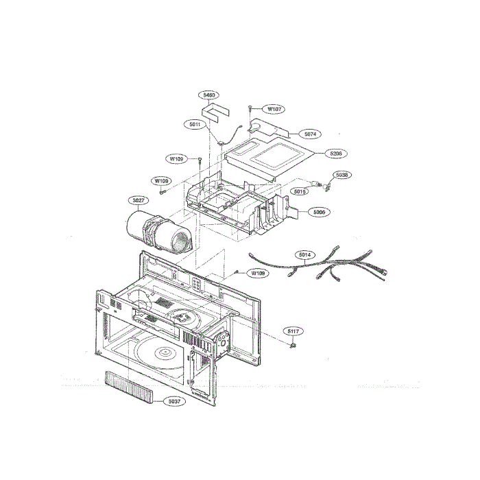 Interior 2 Diagram and Parts List for LMV1813ST 00 LG Microwave Oven Combo
