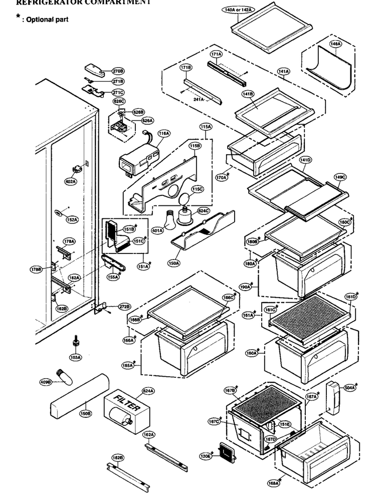 Refrigerator Parts Diagram and Parts List for LRSCS21935TT  LG Refrigerator