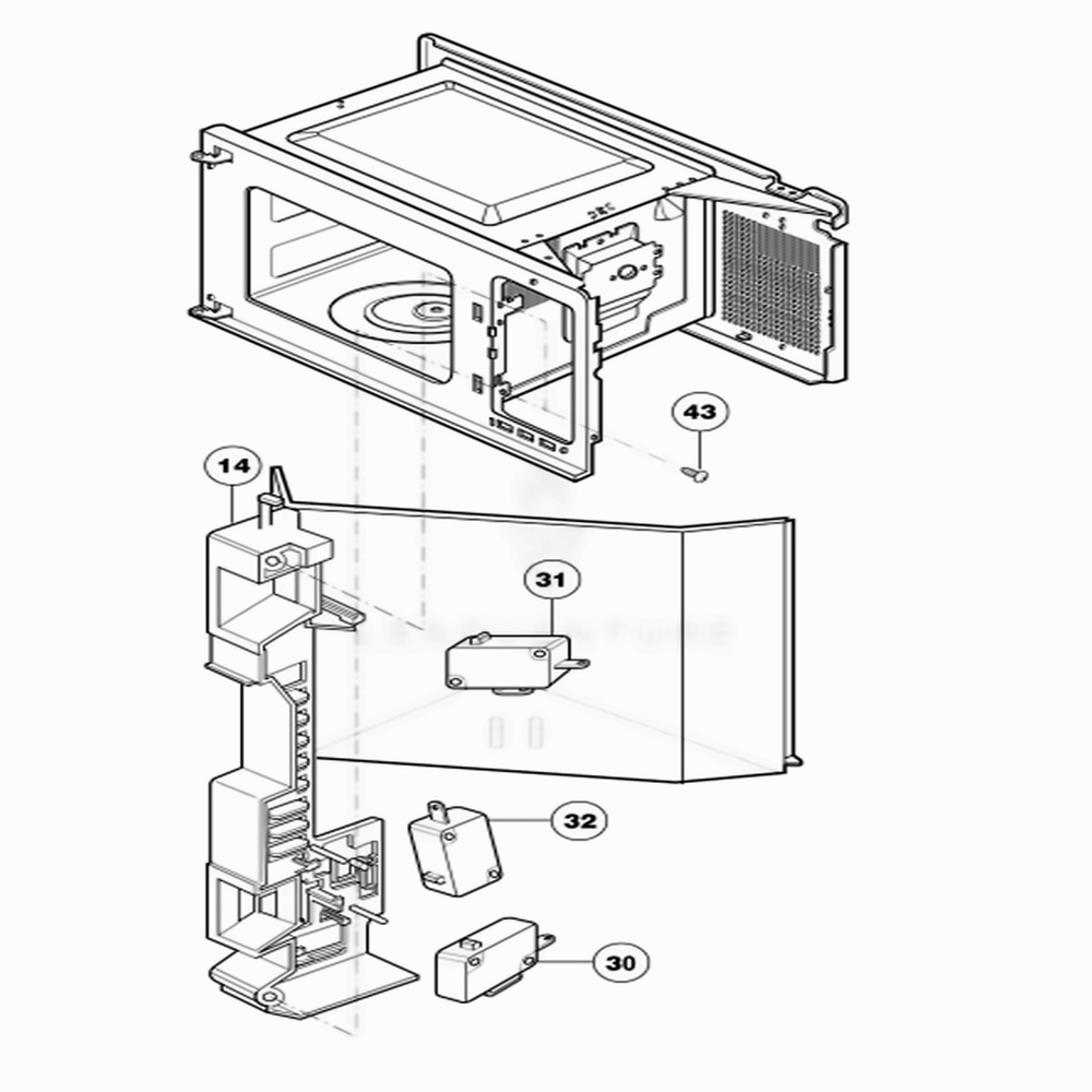 Latch Board Parts Diagram and Parts List for NNS723BL KBKEMAT LG Range