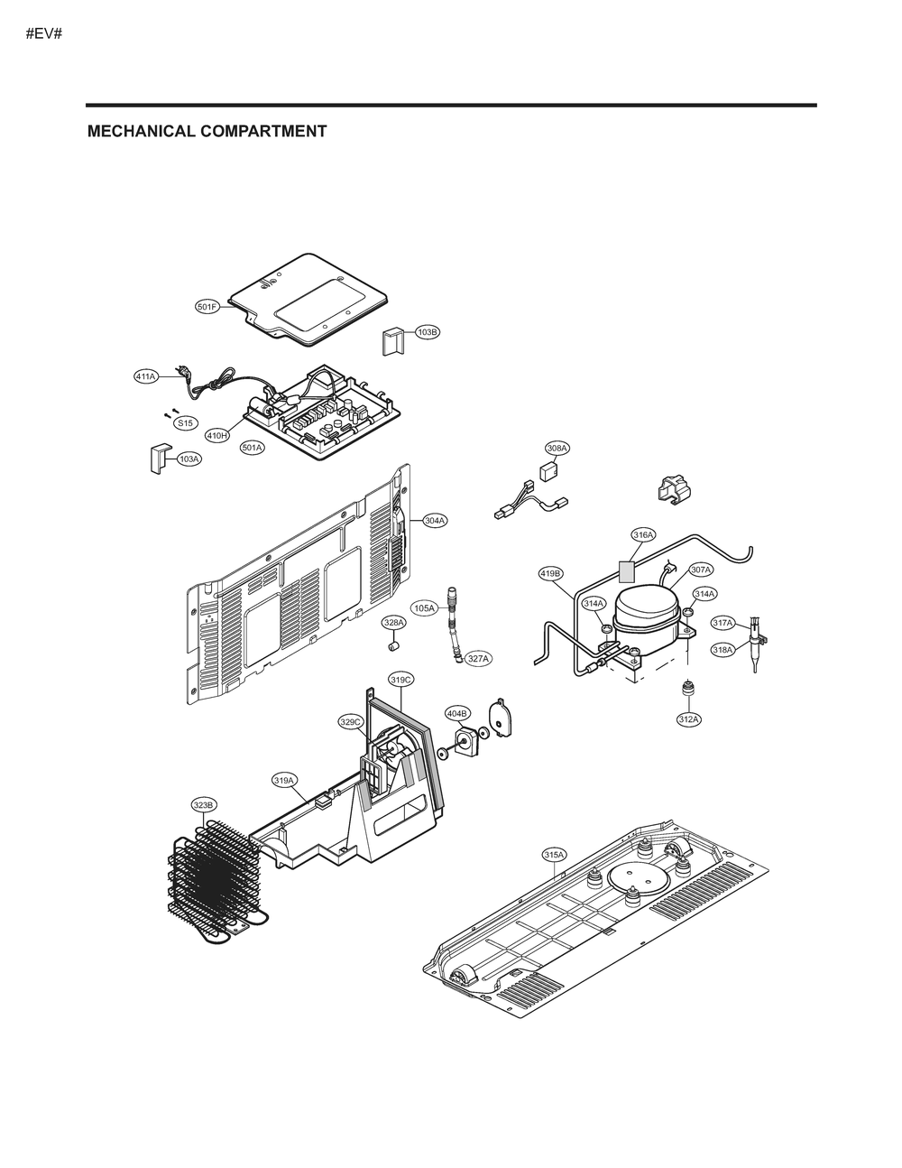 Mechanical Compartment Diagram and Parts List for GM-L237ZQHL ABICSE0 LG Refrigerator