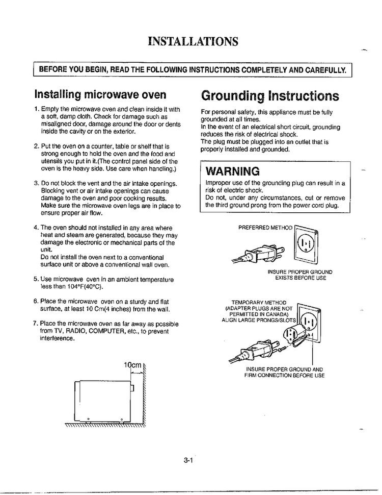 Installation/grounding Instructions Diagram and Parts List for MA-972MW  LG Microwave