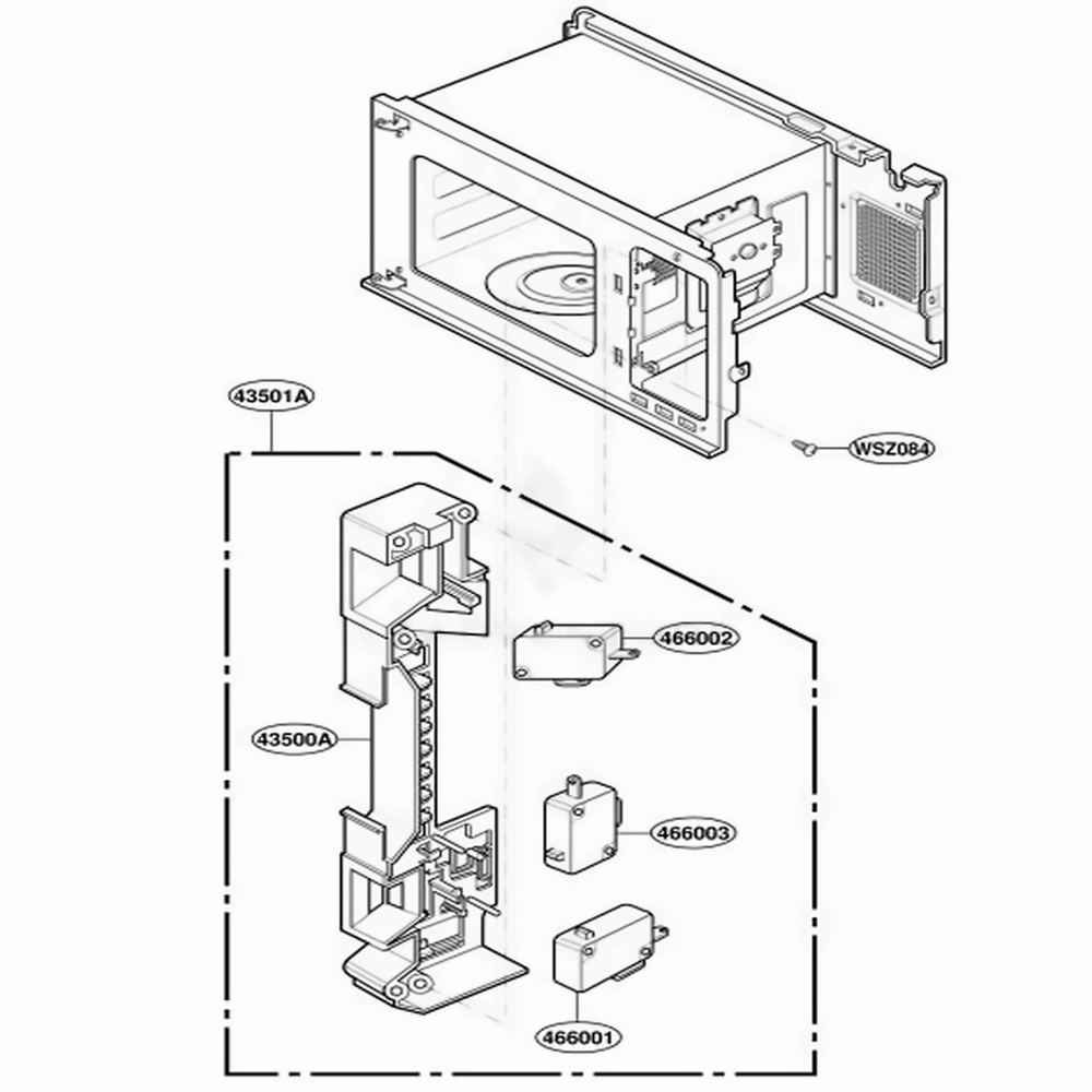Latch Board Parts Diagram and Parts List for MT1100SHQ2 M2EWRP LG Range