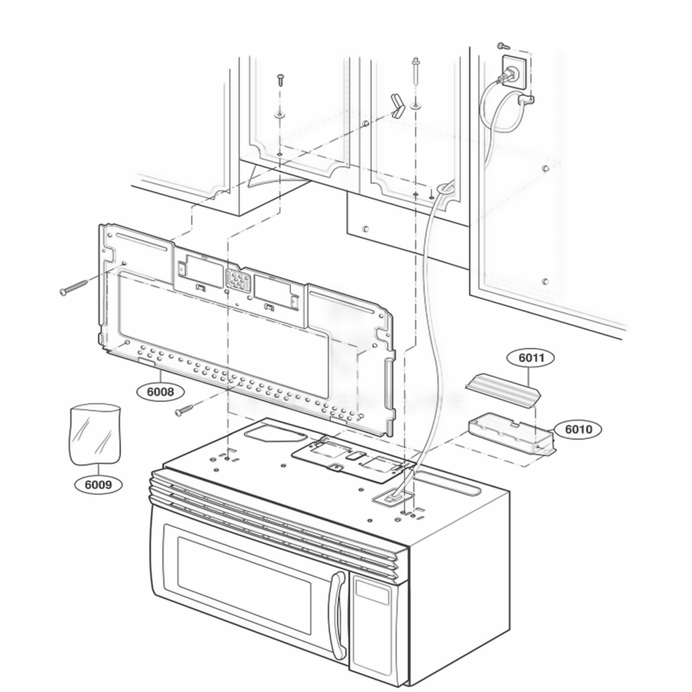 Installation Parts Diagram and Parts List for JMV8196ACB ABKEJEC LG Range