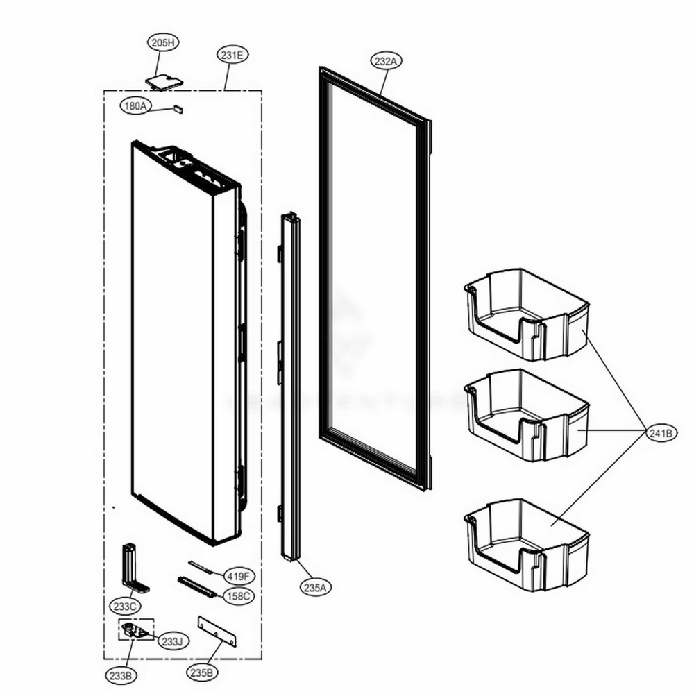 Rl Door Part Diagram and Parts List for LRMNC1803S ASTCNA0 LG Refrigerator