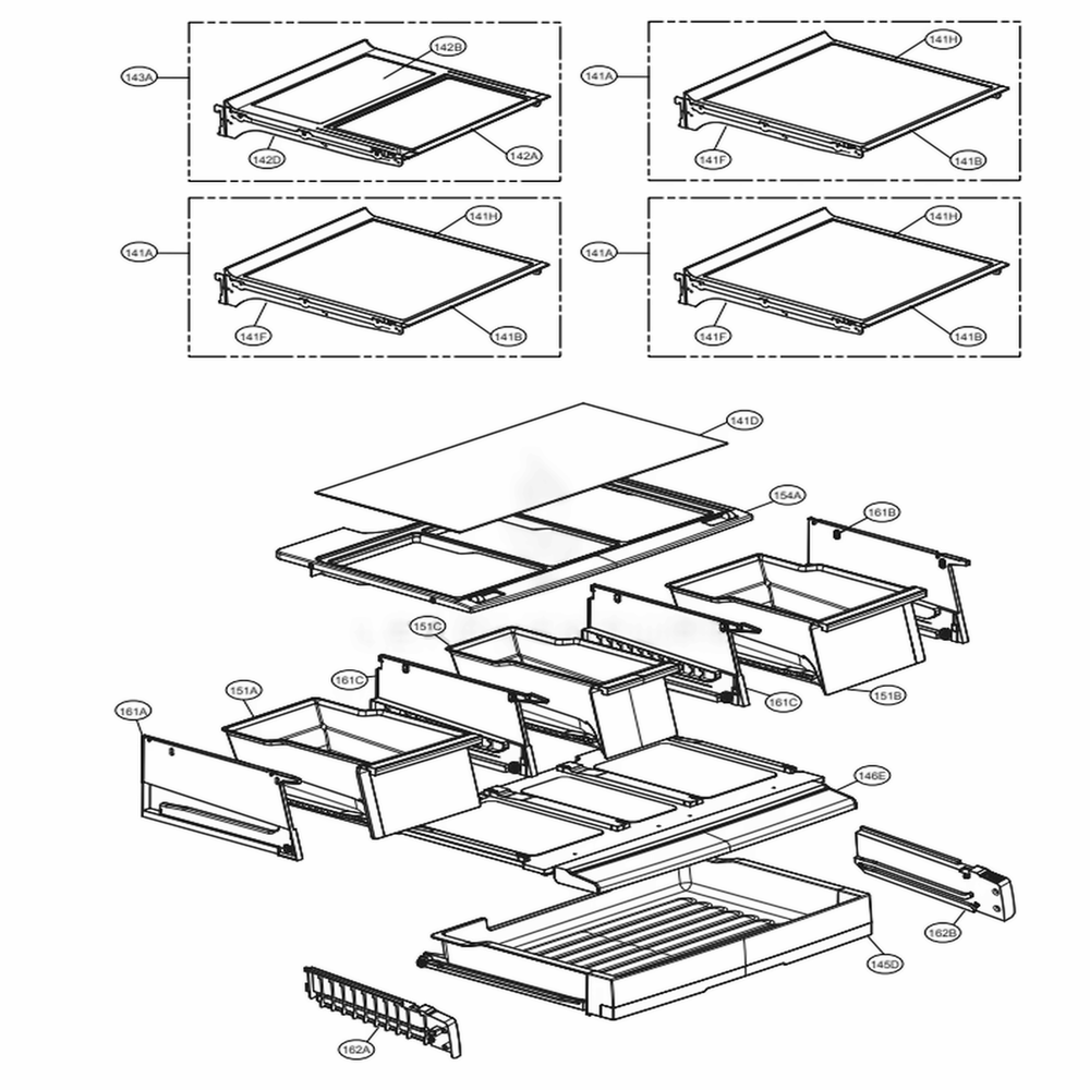 Refrigerator Parts Diagram and Parts List for LSFXC2496D ASBCNA0 LG Refrigerator