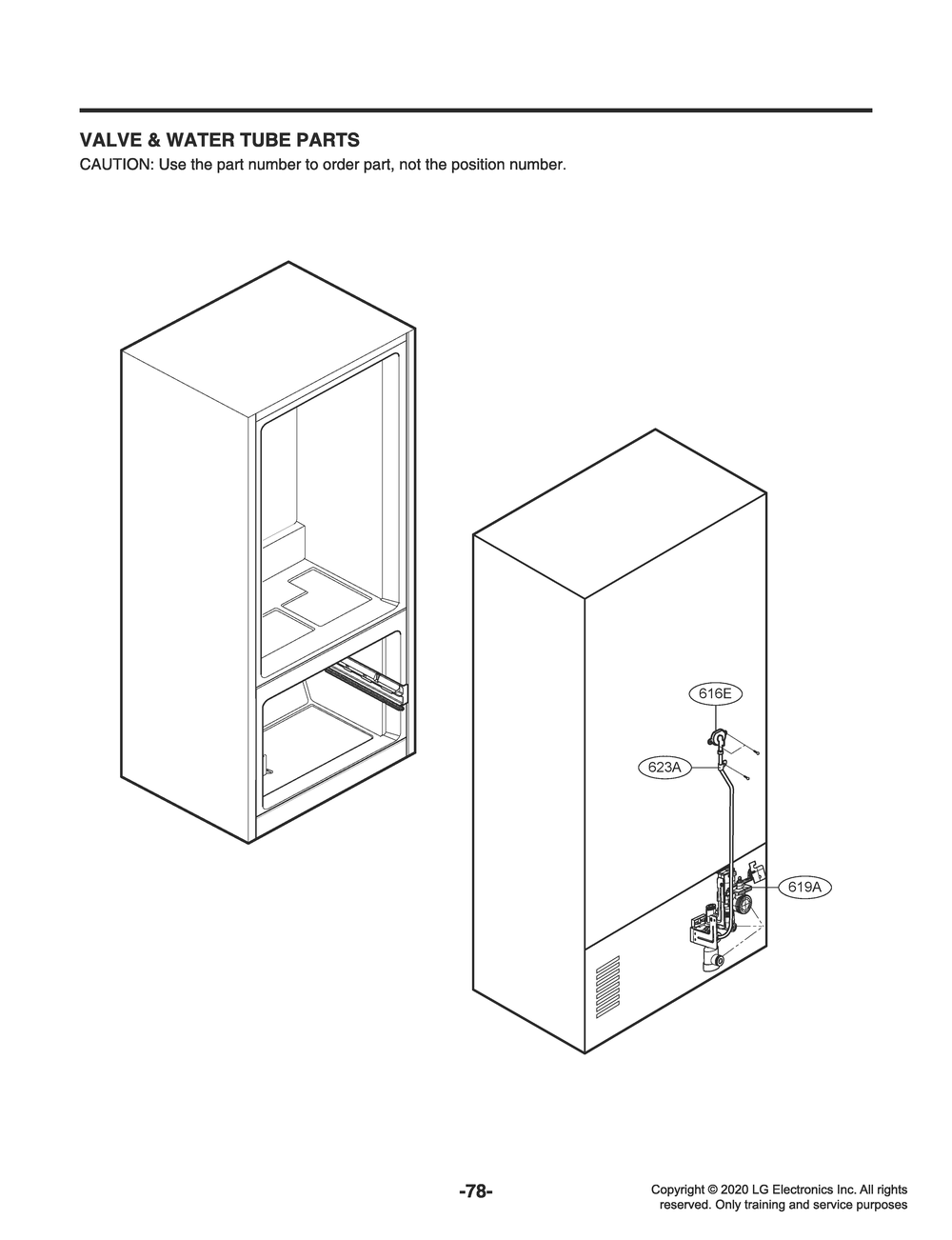 Valve And Water Tube Parts Diagram and Parts List for GR-B238NSNM ASTCNA6 LG Refrigerator