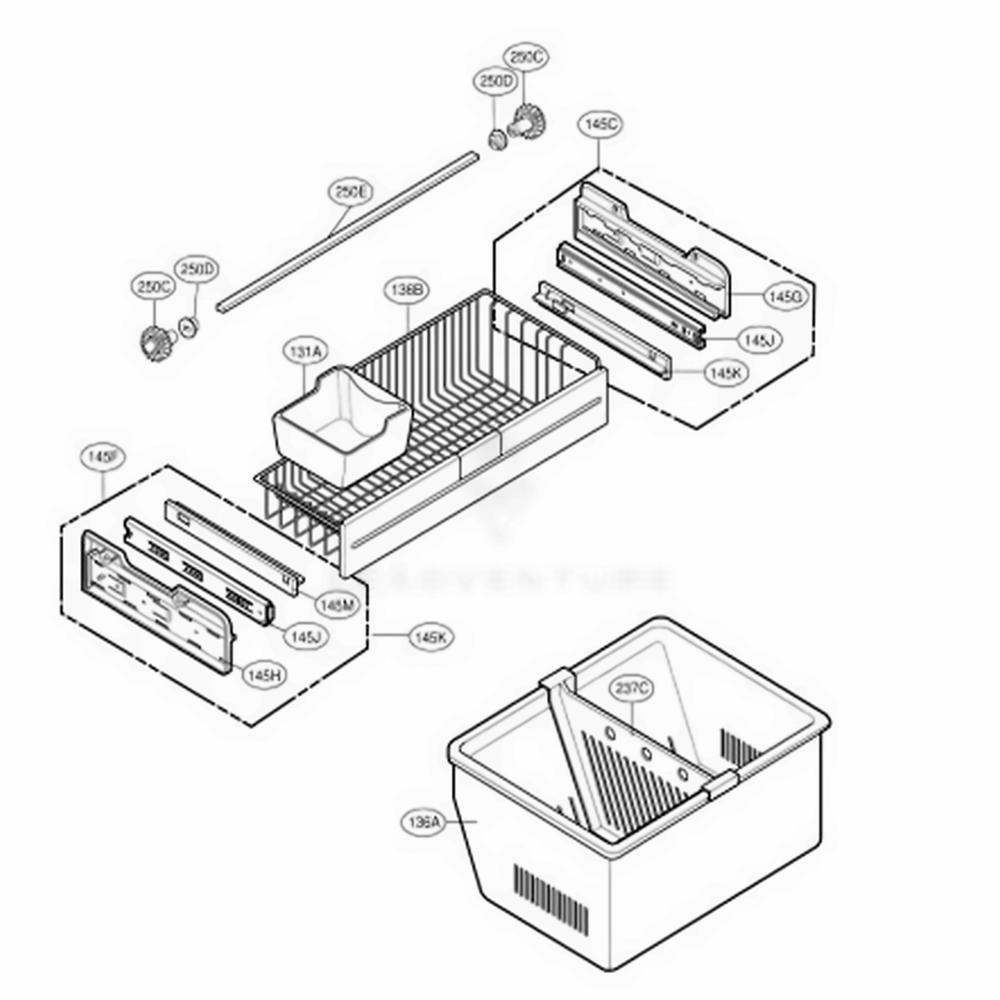Freezer Parts Diagram and Parts List for 78733 AST1SER LG Refrigerator