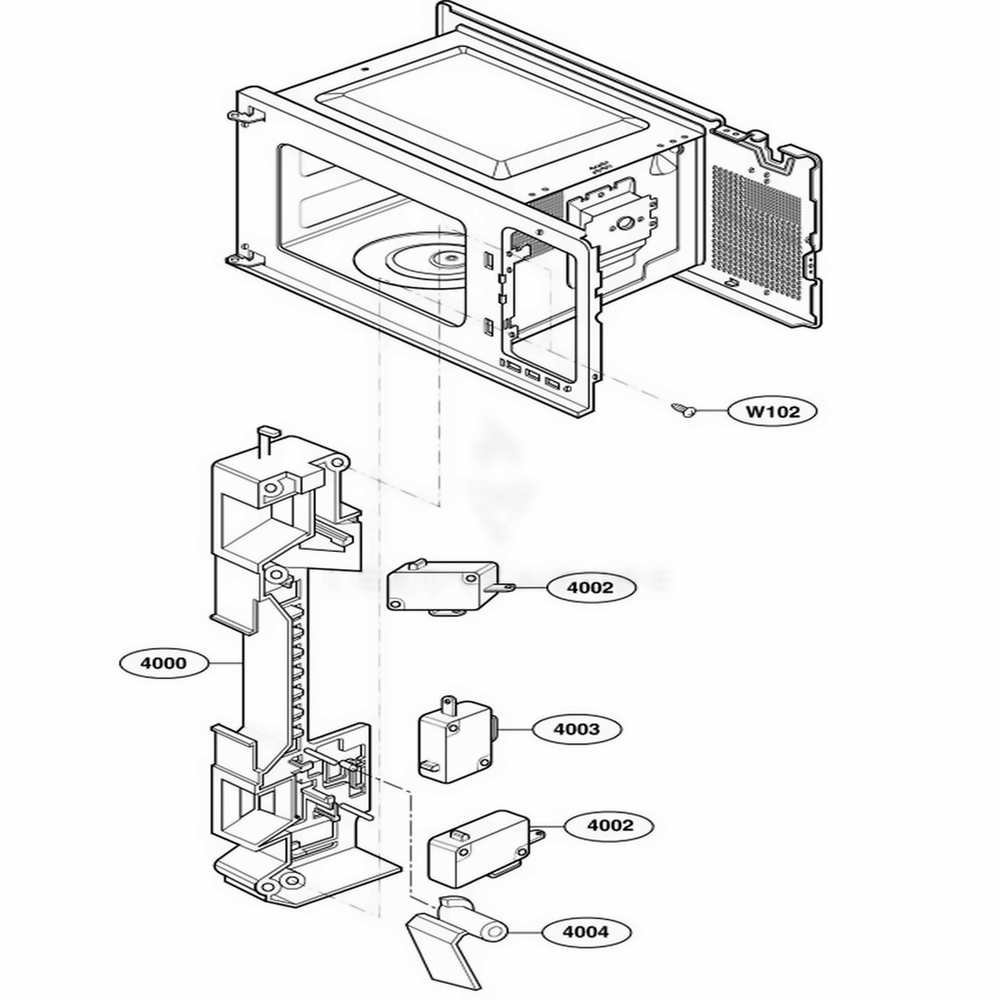 Latch Board Parts 1 Diagram and Parts List for 62253 KSBESEA LG Range