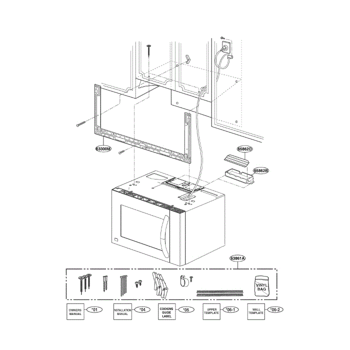 Installation Diagram and Parts List for LMV2083SB 00 LG Microwave