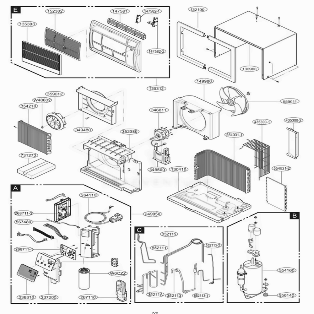 Main Diagram and Parts List for US12D10B ASWAFRD LG Air Conditioner