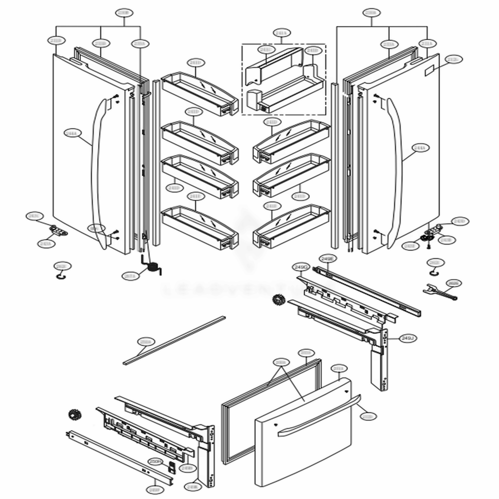 Door Parts Diagram and Parts List for LFC21776ST ASTCNA7 LG Refrigerator