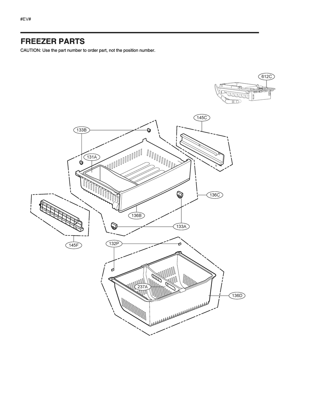 Freezer Parts Diagram and Parts List for GM-L268NKSM ASBCNA2 LG Refrigerator
