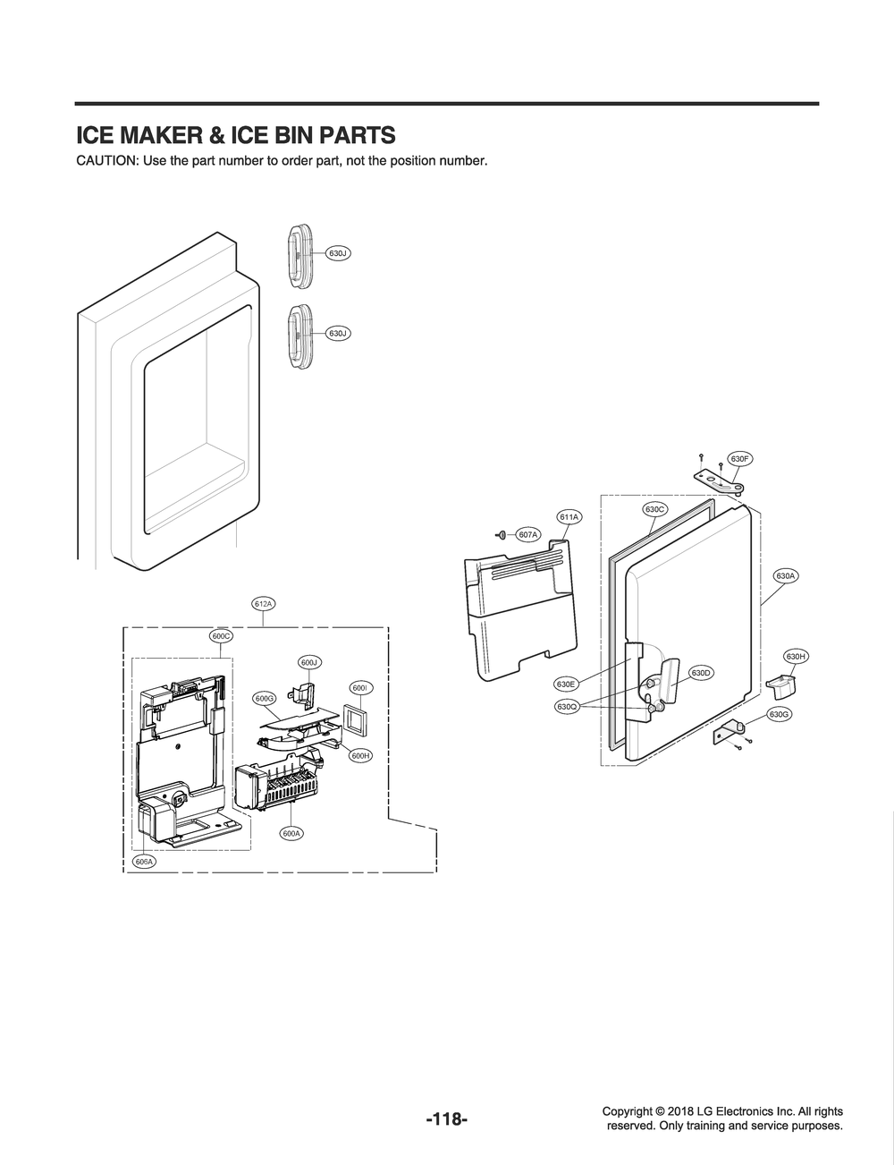 Ice Maker And Ice Bin Parts Diagram and Parts List for GR-X248LSJM ASTCNA0 LG Refrigerator