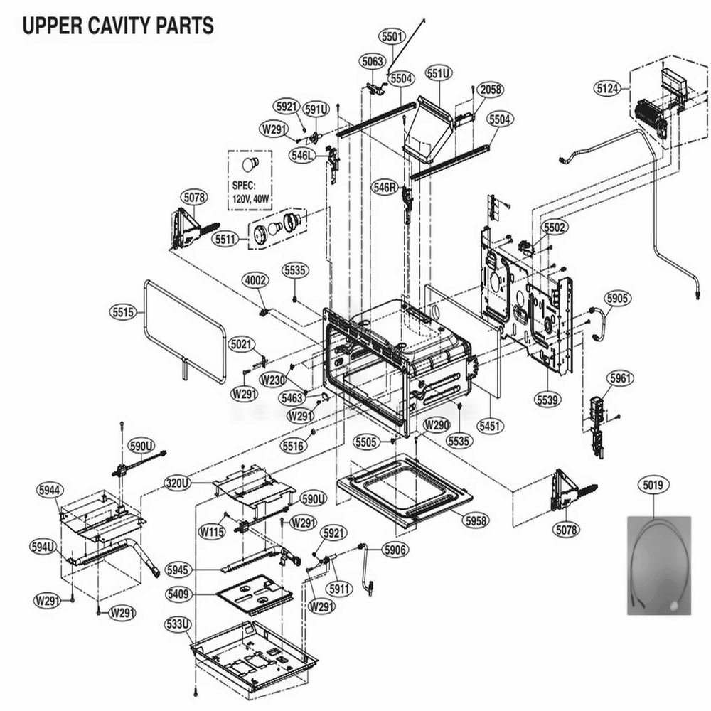Upper Cavity Parts Diagram and Parts List for LTG4715BD ABDELGA LG Range