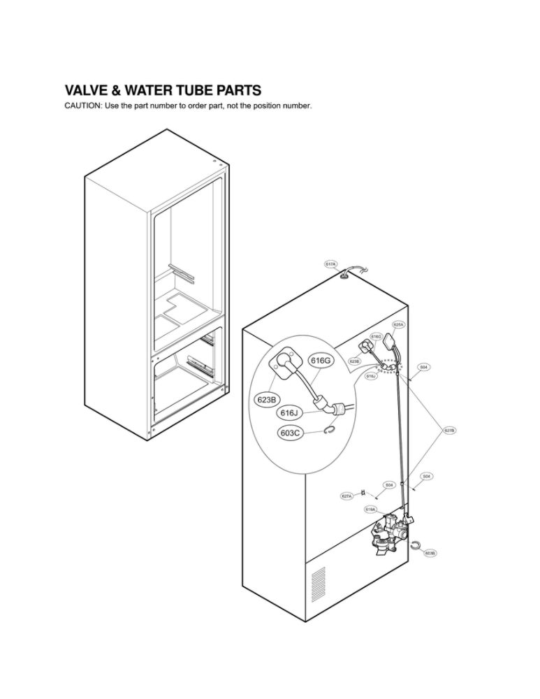 Valve And Water Tube Parts Diagram and Parts List for LFX31915SB 00 LG Refrigerator
