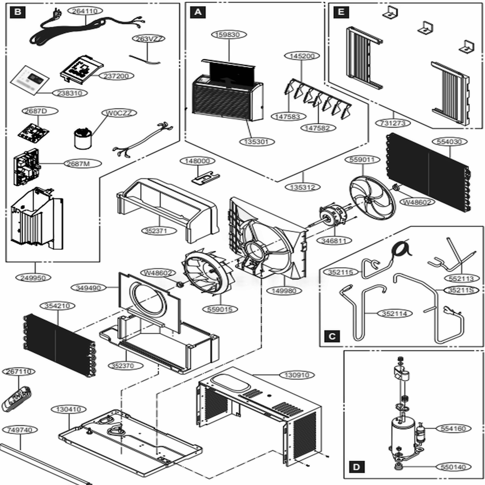 Main Diagram and Parts List for LW6017R ASWAUSH LG Air Conditioner