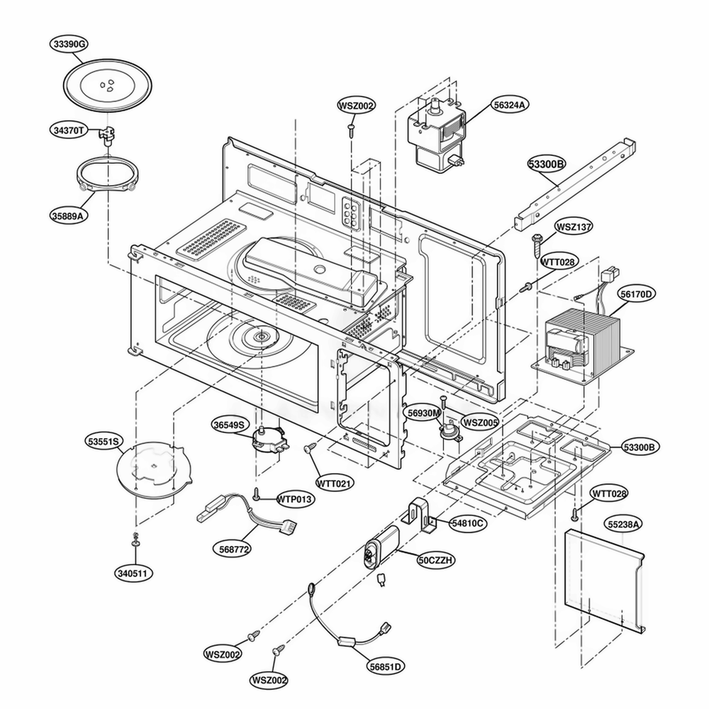 Interior Parts 1 Diagram and Parts List for MH7130XEB0 BKEWRP LG Range