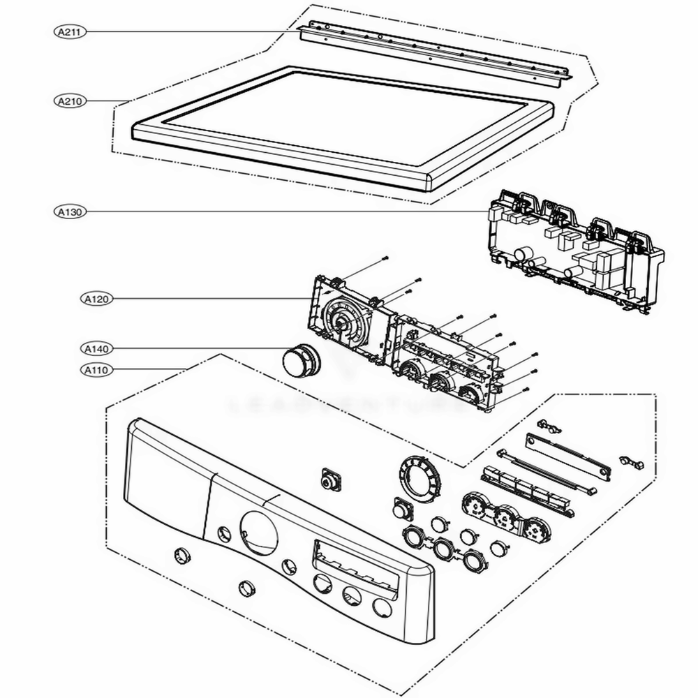 Control Panel And Plate Assembly Diagram and Parts List for DLG3181W ABWEEUS LG Dryer